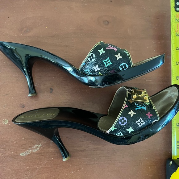 Vintage Louis Vuitton Leather Sandals multi colored black size 38 - Picture 7 of 10